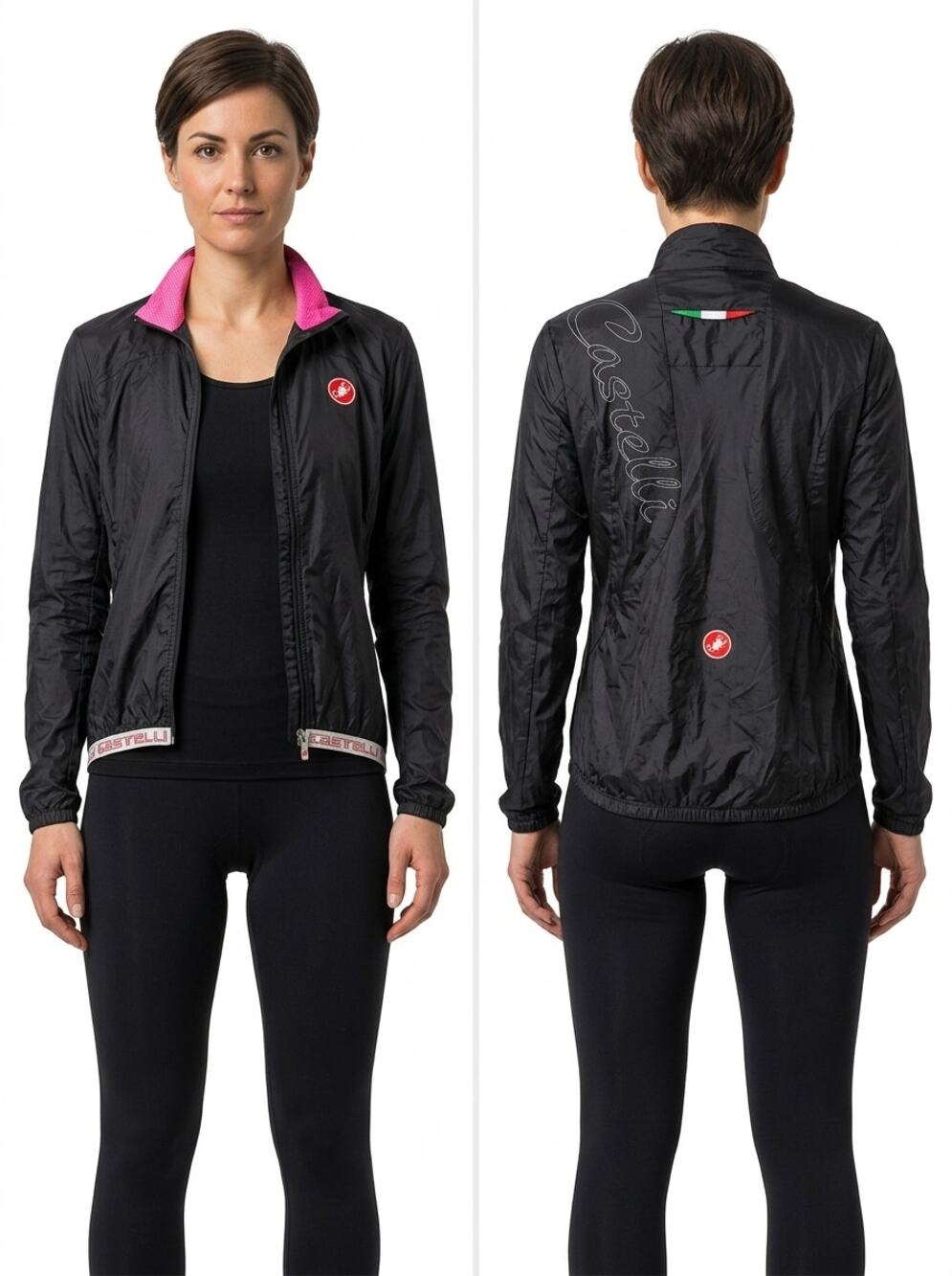 Castelli Art Black Collared Full Zip Breathable Jacket Women Size M